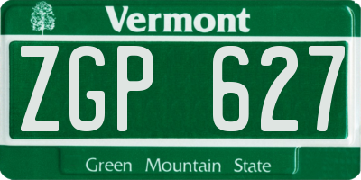 VT license plate ZGP627