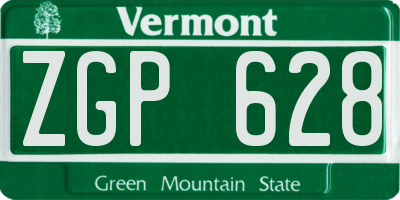 VT license plate ZGP628