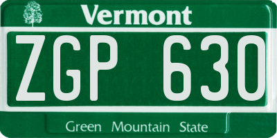 VT license plate ZGP630