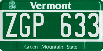 VT license plate ZGP633