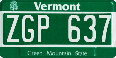 VT license plate ZGP637