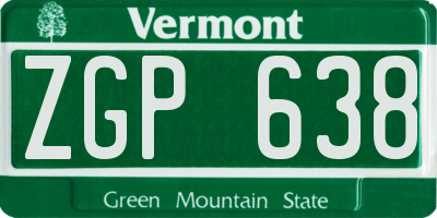 VT license plate ZGP638