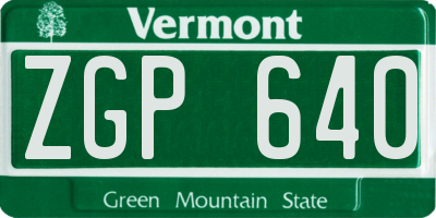 VT license plate ZGP640