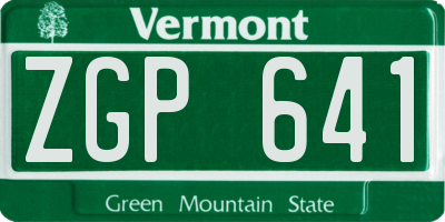 VT license plate ZGP641