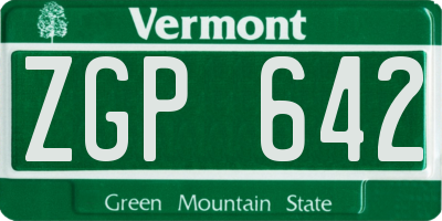 VT license plate ZGP642