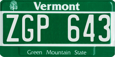 VT license plate ZGP643