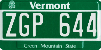 VT license plate ZGP644