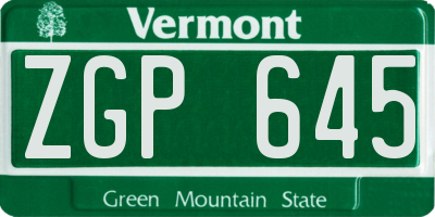 VT license plate ZGP645