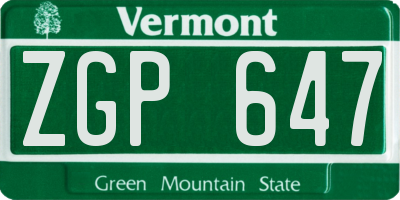 VT license plate ZGP647