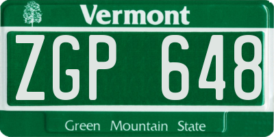 VT license plate ZGP648