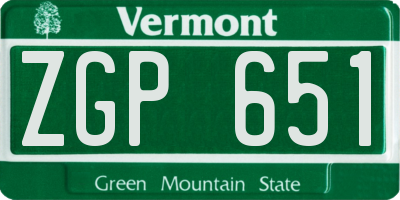VT license plate ZGP651