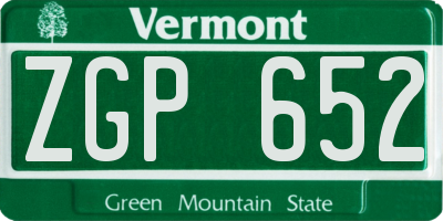 VT license plate ZGP652