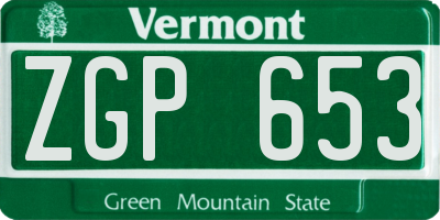 VT license plate ZGP653