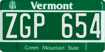 VT license plate ZGP654