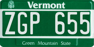 VT license plate ZGP655