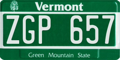 VT license plate ZGP657