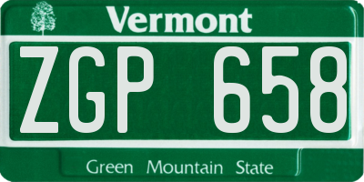 VT license plate ZGP658