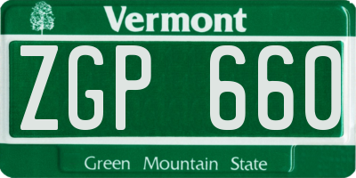 VT license plate ZGP660