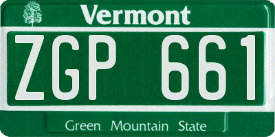 VT license plate ZGP661