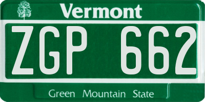 VT license plate ZGP662