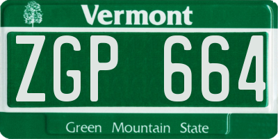 VT license plate ZGP664