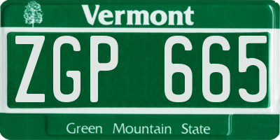 VT license plate ZGP665