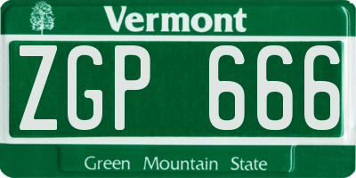 VT license plate ZGP666