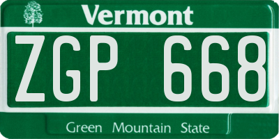 VT license plate ZGP668