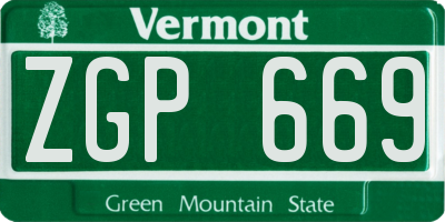 VT license plate ZGP669