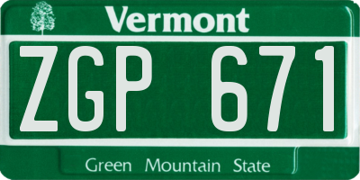 VT license plate ZGP671