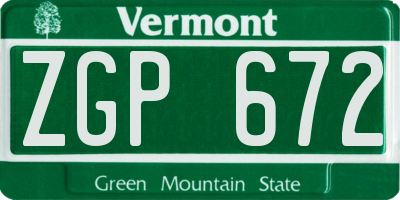 VT license plate ZGP672