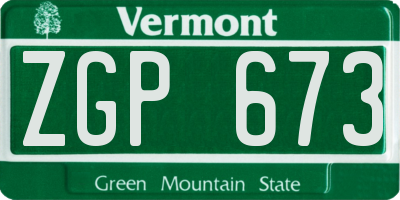 VT license plate ZGP673