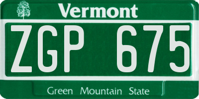 VT license plate ZGP675