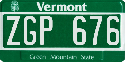 VT license plate ZGP676
