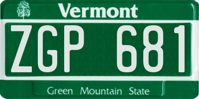 VT license plate ZGP681