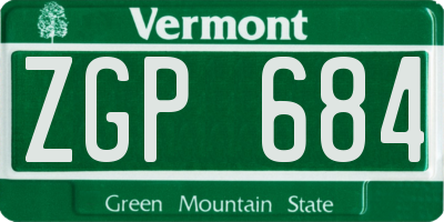 VT license plate ZGP684