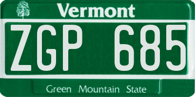 VT license plate ZGP685