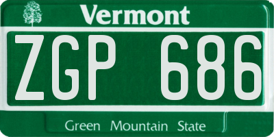 VT license plate ZGP686