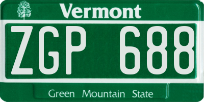 VT license plate ZGP688