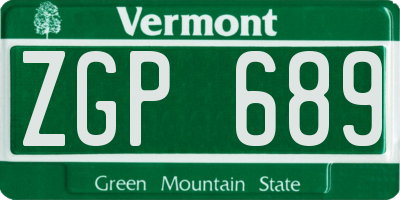 VT license plate ZGP689