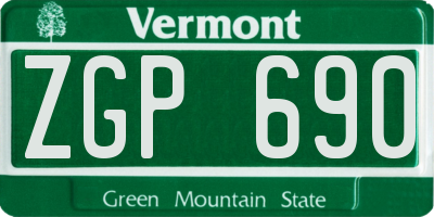 VT license plate ZGP690