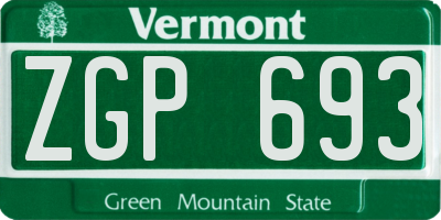 VT license plate ZGP693