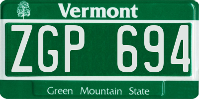 VT license plate ZGP694