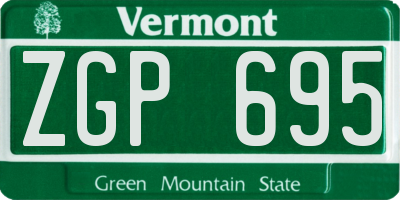 VT license plate ZGP695