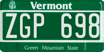 VT license plate ZGP698