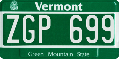 VT license plate ZGP699