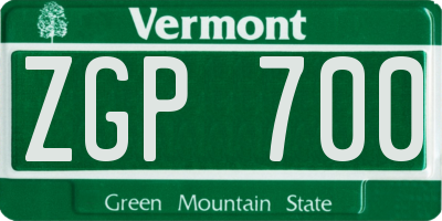 VT license plate ZGP700