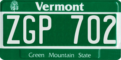 VT license plate ZGP702
