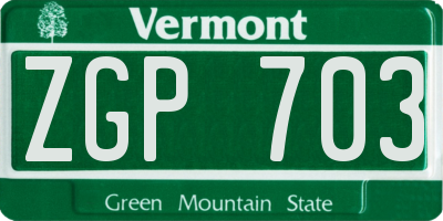 VT license plate ZGP703