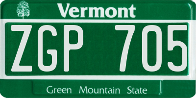 VT license plate ZGP705